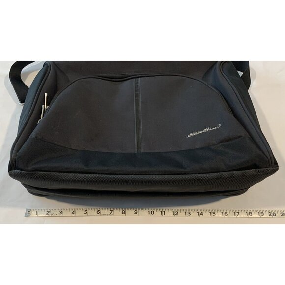 Eddie Bauer Black Nylon Laptop Bag Adjustable Strap Multiple Compartments Padded - Picture 10 of 14